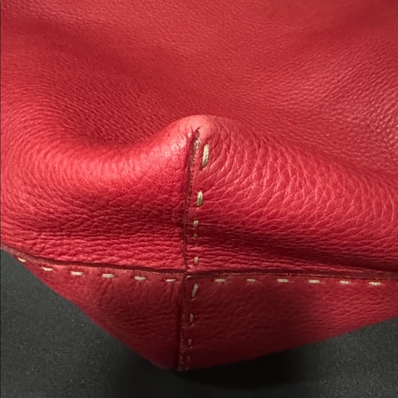 [VINTAGE FENDI] Red Leather Selleria Tote bag - Picture 9 of 12